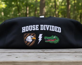 Custom Embroidery House Divided Shirt, Personalized Two Sports Team, Football, Baseball, Hockey, Basketball Shirt, Any Team Logo College
