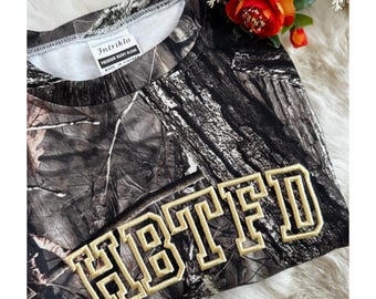 Embroidered Camo Sweatshirt, Custom Name, Deadwood Camouflage