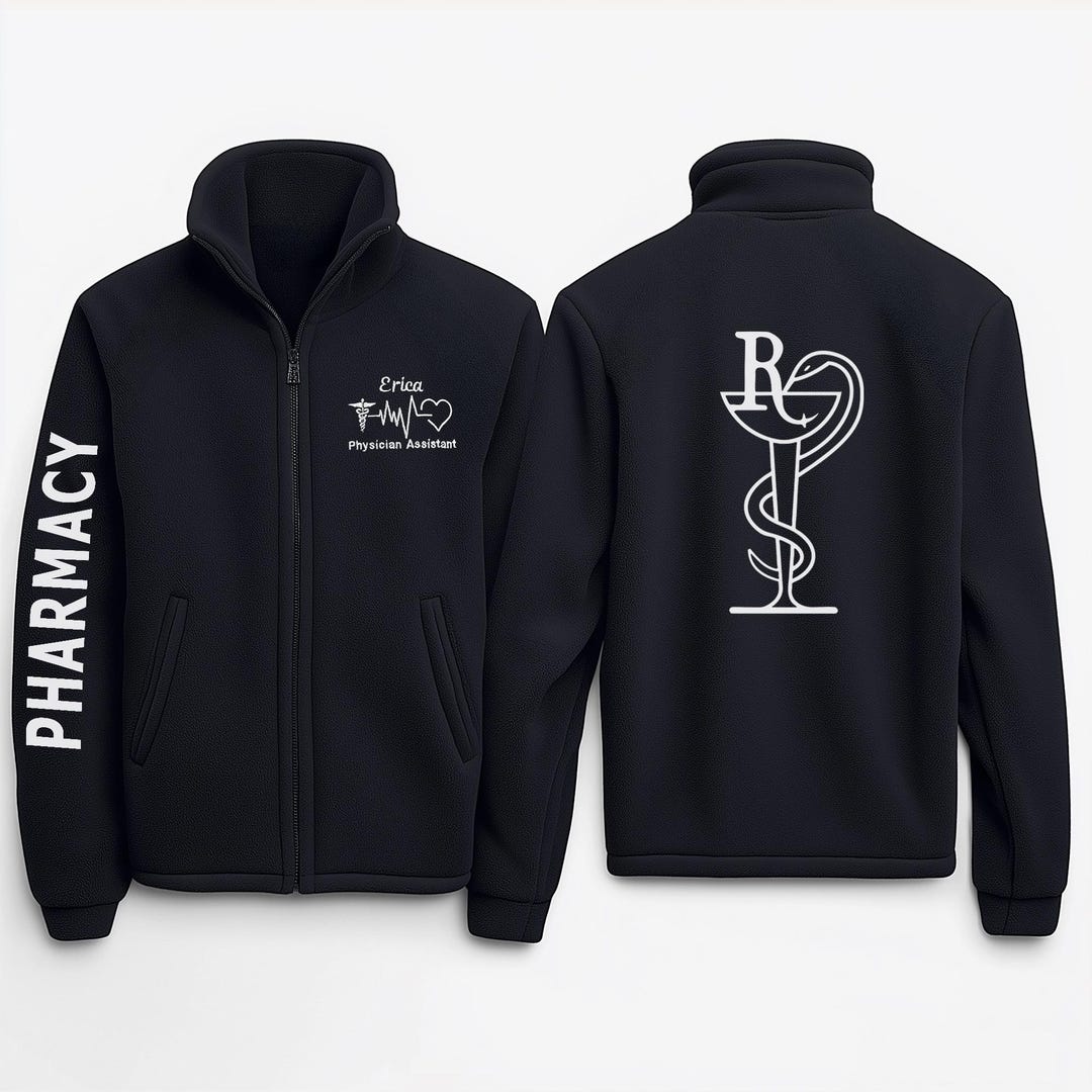Personalized Pharmacist Zip Up Fleece Jacket Embroidered Pharmacy Personalized Pharmacist Zip Up Fleece Jacket Embroidered Pharmacy