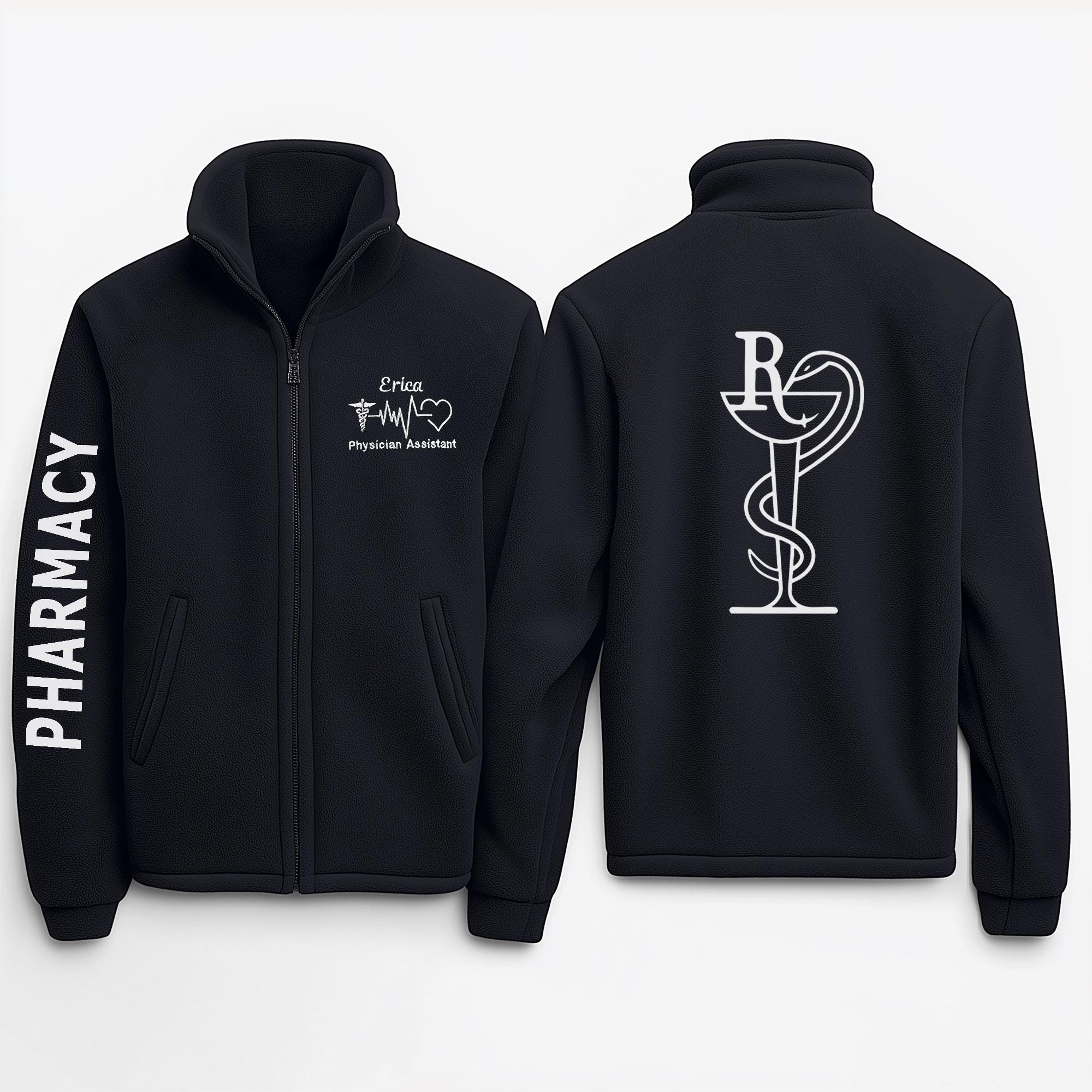 Personalized Pharmacy Fleece Jacket, Medical Staff Gift