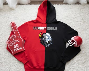 Custom Two Team Football Hoodie, Divided Sports Sweatshirt