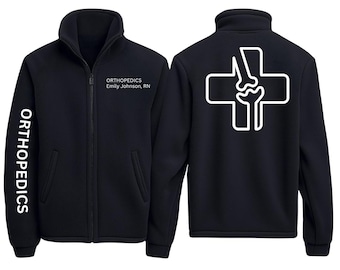 Custom Embroidered Orthopedic Nurse Fleece Jacket, Personalized Embroidery RN Dry Fit Jacket, Bone Joint Medical Uniform, Hospital Coat