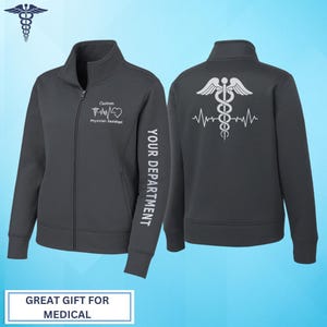 Medical HeartBeat Nurse Embroidery Custom Dry Fit Jacket For Men Women, Custom Department Text Nurse Full Zip Jacket, CNA LPN Bsn Jacket