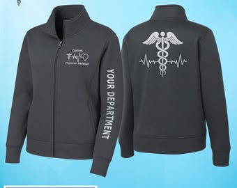 Medical HeartBeat Nurse Embroidery Custom Dry Fit Jacket For Men Women, Custom Department Text Nurse Full Zip Jacket, CNA LPN Bsn Jacket