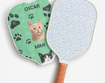 Personalized Pet Portrait Pickleball Paddle, Custom Cat or Dog Photo Paddle, for Pet Lovers