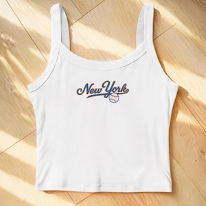 Retro Newyork Haft Spaghetti Strap Tank Top, Fan Baseballa, Vintage Yankees Crop Top, Koszulka baseballowa New York, NY Gift New York Crop Top