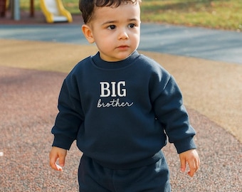 Custom Embroidered Big Brother Little Brother Toddler Sweatsuit, Big Brother with Name Sweatshirt, Big Bro Shirt, Pregnancy Announcement