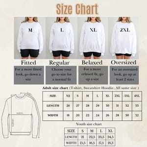 a women's size chart for a sweatshirt