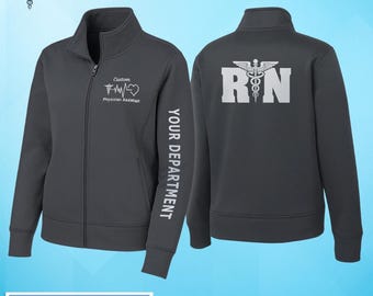 Custom Medical Professional Full Zip Jacket - Personalized RN, Physician Assistant, & Department Apparel