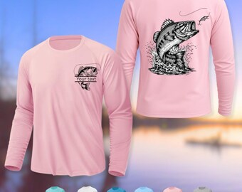 Bass Fishing Long Sleeve Shirt - Personalized Angler Gift, Custom Text Fishing Apparel
