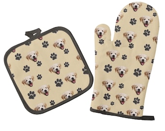 Personalized Pet Face Oven Mitts, Customized Dog Oven Mitts, Funny Oven Mitts, Custom Oven Mitts, Cute Gift, Housewarming, Christmas Gift