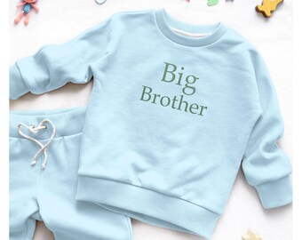 Big Brother Outfit, Baby Blue Sweatshirt & Jogger Set, Sibling Matching Set