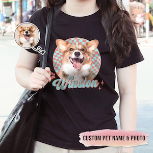 Custom Vintage Pet Baby Tee Pet Photo + Name Custom Personalized Dog Cat, Shirts for Womans, Custom T-shirt, 90's Dog Owner Shirt