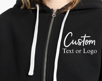 Moletom com zíper personalizado com texto ou logotipo, moletom personalizado, moletom bordado