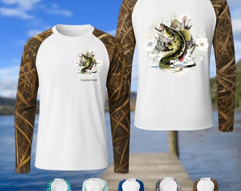 Bass Fishing Raglan Shirt, Long Sleeve Fish Tee, Fisherman Gift