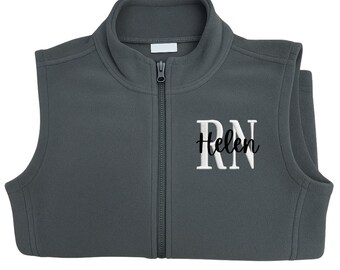 Personalized RN Fleece Vest - Embroidered Name - Nurse Gift