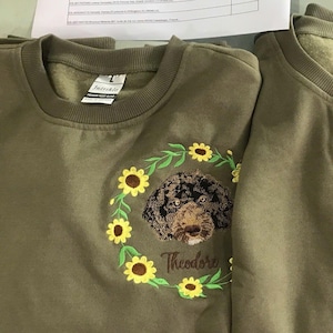 Personalized Pet From Your Photo Embroidered Shirt Custom Floral Dog Shirt Custom Pet Portrait Gift Embroidered Cat T Shirt Custom Pet Gifts