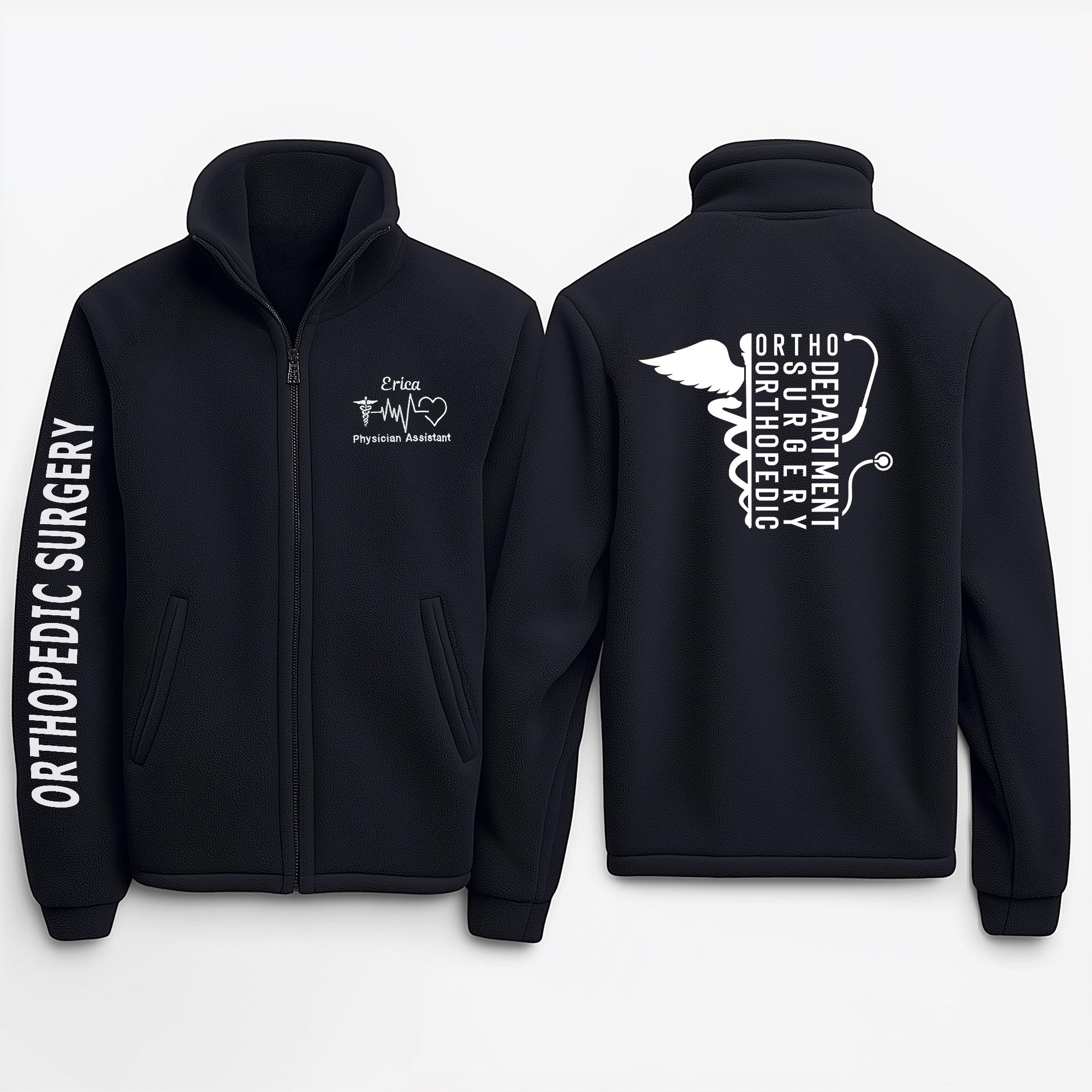 Custom Orthopedic Surgery Fleece Jacket, Ortho Surgeon Zip