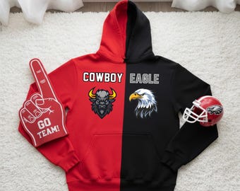 Custom Two Team Football Hoodie, Divided House Sweatshirt, Gift