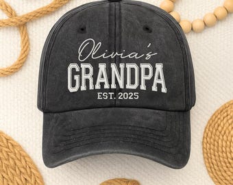Personlig morfarhatt, personlig present till morförälder, broderad pappahatt