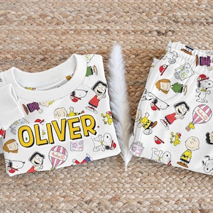 Personalized Name Cartoon Dog Kids Sweatsuit, Custom Cute Dog Toddler Baby, Custom Cartoon Sweatshirt and Sweatpants For Kids Baby Shower