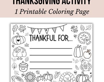 Thanksgiving Activity Page, Instant Download, Thanksgiving Coloring Page, Bold and Easy Coloring Pages, Printable Thanksgiving Place Mat