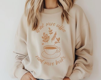 Books and Coffee Sweatshirt, Books and Coffee Shirt, Avid Reader Gift, Books and Coffee Crewneck, Coffee and Books, Gift for Book Lover