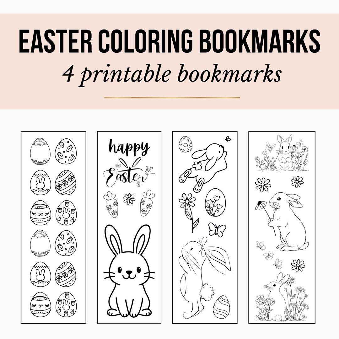 Printable Easter Bunny Coloring Bookmarks (digital Download) - Etsy