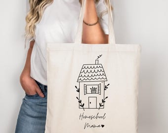Sac fourre-tout école à la maison, fourre-tout maman école à la maison, maman école à la maison, cadeau pour maman école à la maison, sac fourre-tout en toile, sac de professeur d'école à la maison, sac d'école à la maison