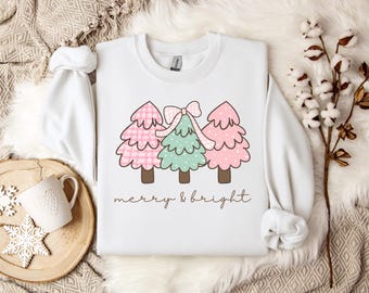 Vrolijk en helder PNG, Instant Download, Kerstmis PNG, Coquette Christmas PNG, Girly Christmas Png, Kerstshirt Png, Digitale download