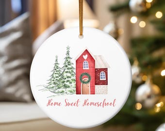 Homeschool Christmas Ornament, Homeschool Ornament, Home Sweet Homeschool, Homeschool Mom Ornament, Gift for Homeschool Mom, Homeschool Gift