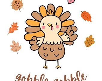 Cute Turkey PNG, Digital Download, Gobble PNG, Thanksgiving Turkey PNG, Preppy Thanksgiving Png, Turkey Png, Fall Png, Thanksgiving Png