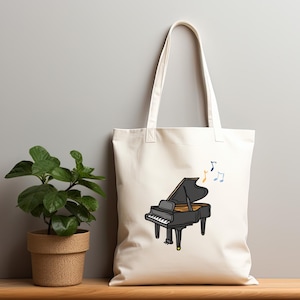 Piano Bag, Piano Tote Bag, Piano Lesson Bag, Piano Book Bag, Piano Player Gift, Piano Music Bag, Canvas Piano Tote Bag, Piano Tote, Tote Bag