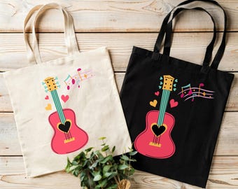 Guitar Tote Bag, Guitar Bag, Guitar Tote, Gift for Guitar Player, Music Lesson Bag, Music Tote Bag, Guitarist Gift, Gift for Music Lover