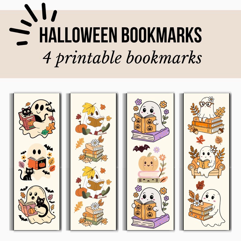 Ghost Bookmark Printable, Cute Ghost Bookmark, Digital Download ...