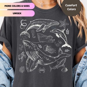 Comfort Colors Ocean Animals Underwater Sea Vintage Shirt, 90s Style Retro Ocean Shirt, Gift for Marine Lovers, Ocean Lovers, Garment-Dyed