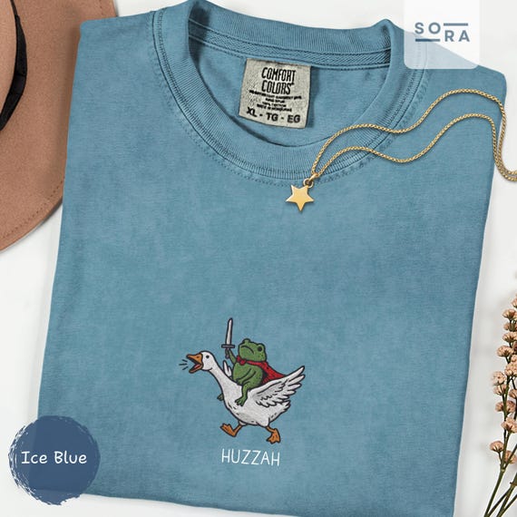 HUZZAH Frog Goose Comfort Colors Shirt, Funny Frogcore Tee, Medieval Chaos Sweatshirt, Silly Goose Graphic, Renaissance Faire Frog Gift