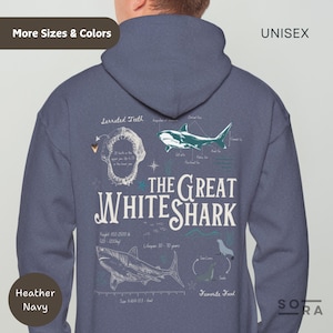 The Great White Shark Hoodie, Ocean Lover, Beach Bum, Sea Animal Lover, Shark Anatomy, Gift for Marine Lover, Ocean Conservation, Save Shark