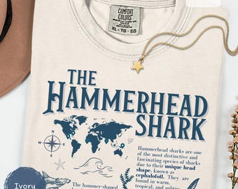 Hammerhead Shark Facts Comfort Colors Shirt, Vintage Ocean Animal, Marine Biology Gift, Educational Sea Life Sweatshirt, Retro Shark TShirt