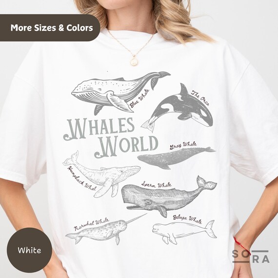 Vintage Whale Shirt: Humpback, Orca, Beluga Comfort Colors Tee