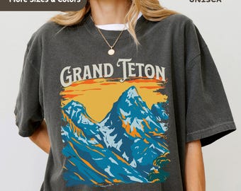 Vintage Grand Teton National Park Shirt, Wyoming Shirt, Retro Nature Graphic Tee, US Parks TShirt, Hiking/Camping/Adventure Gift, Mountains