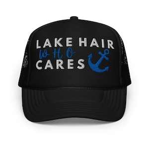Embroidered Lake Hair Who Cares Hat, lake day hat, womens lake hat, lake life hat, gift for her, trendy summer hat, gift for mom, lake vibes