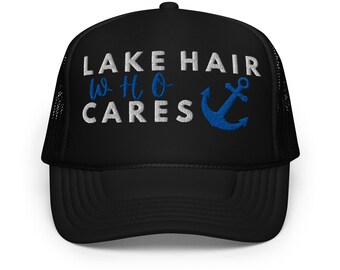 Embroidered Lake Hair Who Cares Hat, lake day hat, womens lake hat, lake life hat, gift for her, trendy summer hat, gift for mom, lake vibes