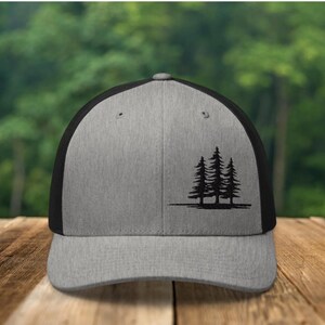 Embroidered Tree Hiking Hat, hiking trucker hat, mens hiking hat, hiking dad hat, camping hat for her, summer adventure hat, hiking gift