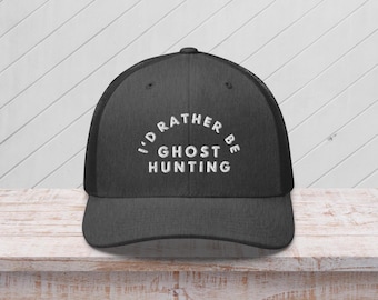 Geborduurde spookjachthoed, ik ben liever spookjacht truckerhoed, spookjager cadeau, trendy spookjachtpet, spook Halloween vaderhoed