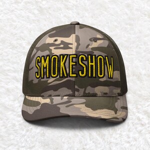 Embroidered Smoke Show Hat, smoke show trucker hat, summer hat, country concert hat, cute cowgirl hat, river hat, small town smoke show hat