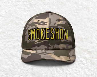 Embroidered Smoke Show Hat, smoke show trucker hat, summer hat, country concert hat, cute cowgirl hat, river hat, small town smoke show hat