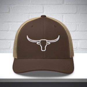 Longhorn trucker hat, texas longhorn cowboy hat, longhorn dad hat, gift for him, cowboy hat, western hat, texas trucker hat, longhorns gift