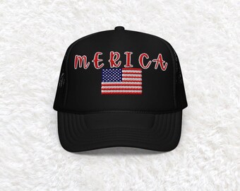 Gestickter Amerika Hut, trendiger patriotischer Hut, süßer 4. Juli Hut, Trucker Hut mit amerikanischer Flagge, Unabhängigkeitstag Hut, roter, weißer und blauer Hut