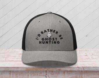 Geborduurde spookjachthoed, ik ben liever spookjacht truckerhoed, spookjager cadeau, trendy spookjachtpet, spook Halloween vaderhoed